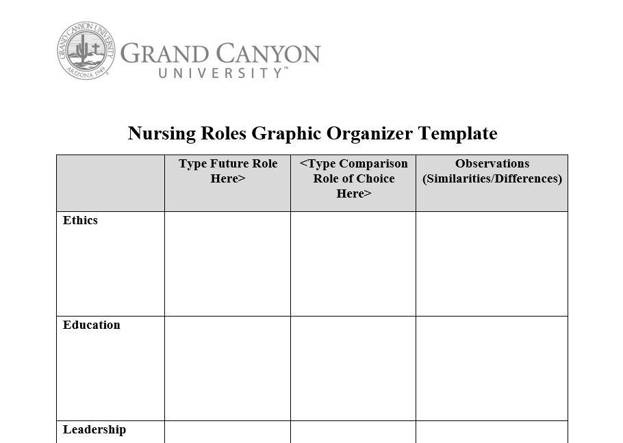 Nursing Roles Graphic Organizer NUR 513 Week 2