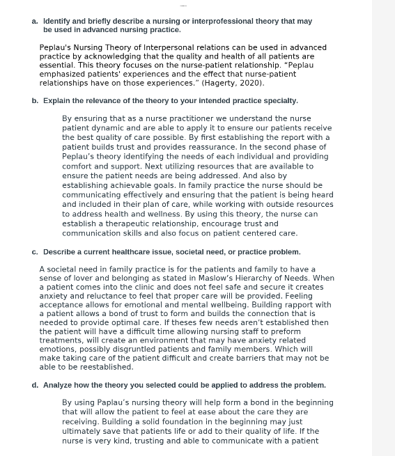 NR581 Week 3 Discussion; Nursing or Interprofessional Theories